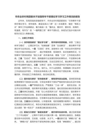 市农业农村局团委关于加强青年干部理论学习学习工作情况的报告