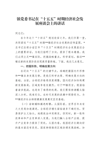 乡镇书记在“十五五”时期经济社会发展座谈会上的讲话2