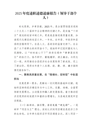 2025年度述职述德述廉报告（领导干部个人）
