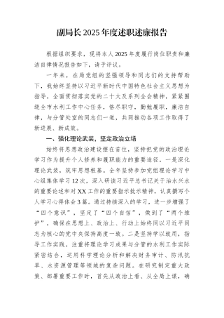 副局长2025年度述职述廉报告