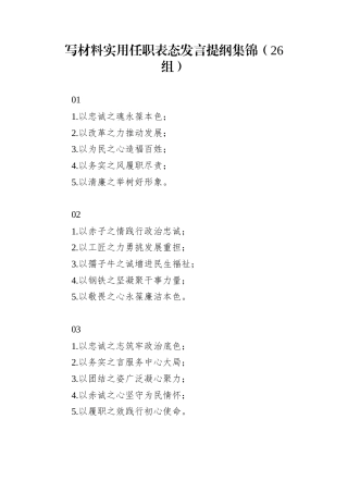 写材料实用任职表态发言提纲集锦（26组）