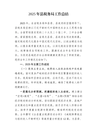 2025年县税务局工作总结