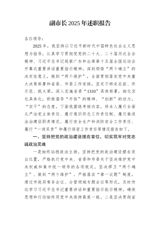 副市长2025年述职报告