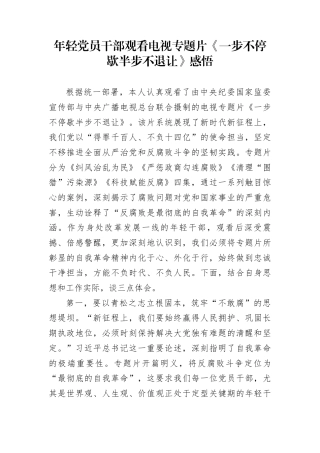 年轻党员干部观看电视专题片《一步不停歇半步不退让》感悟
