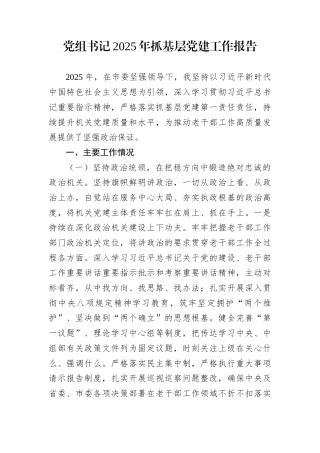党组书记2025年抓基层党建工作报告