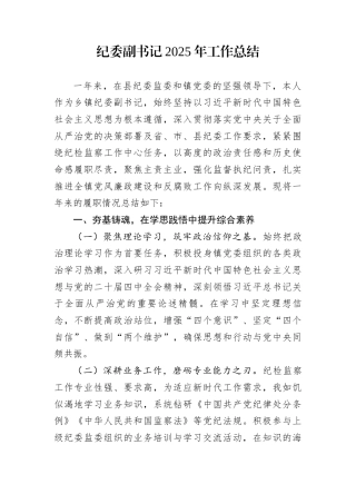 纪委副书记2025年工作总结