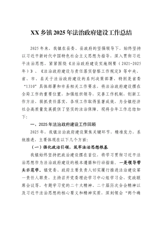 乡镇2025年法治政府建设工作总结