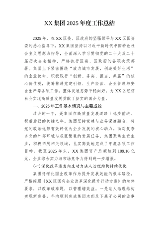 XX集团2025年度工作总结