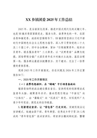 X乡镇团委2025年工作总结，