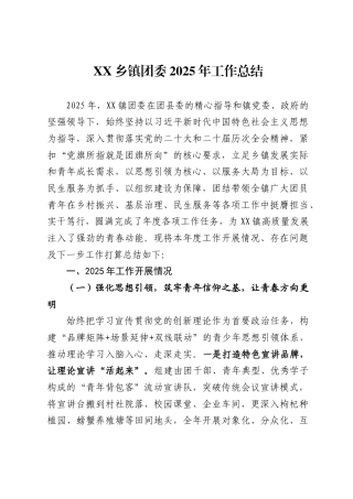 X乡镇团委2025年工作总结.