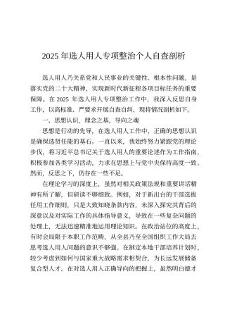 2025 年选人用人专项整治个人自查剖析