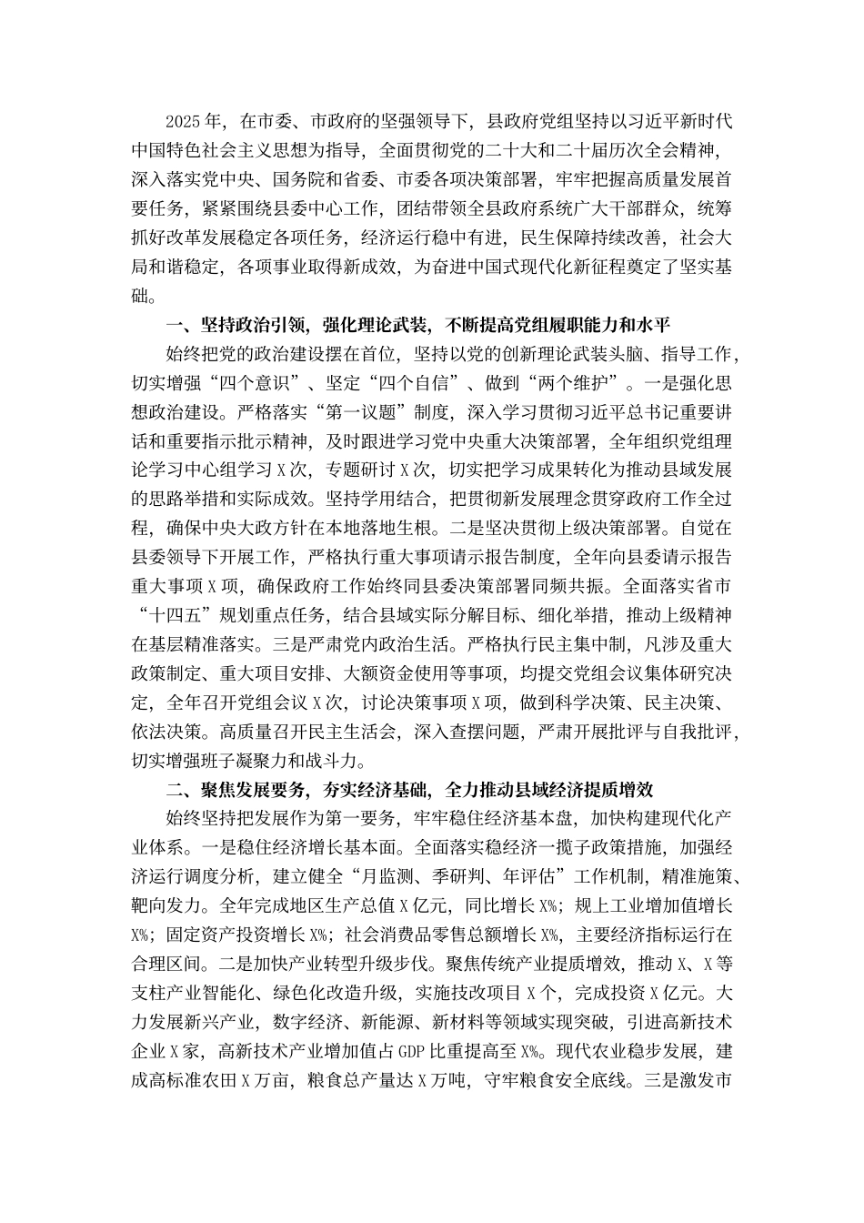 5.政府党组2025年度年度工作总结_第1页