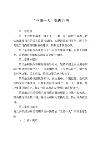 “三重一大”管理办法