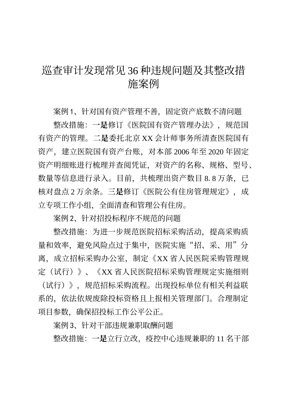 巡查审计发现常见36种违规问题及其整改措施案例_第1页