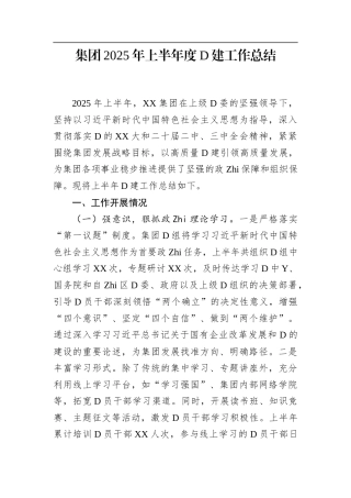 集团2025年上半年度党建工作总结