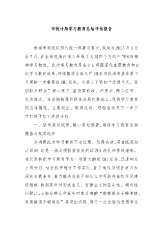 市统计局学习教育总结评估报告