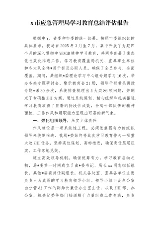 市应急管理局学习教育总结评估报告