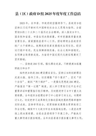 县（区）政FD组2025年度年度工作总结