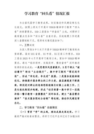 学习教育“回头看”情况总结汇报