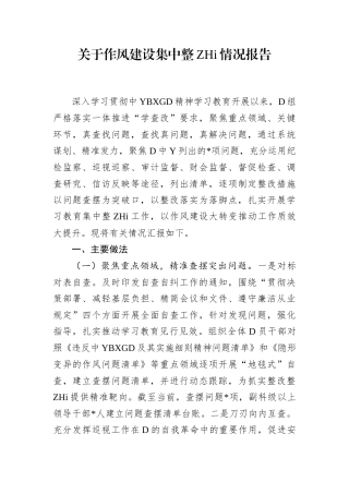 作风建设集中整治情况报告(1)