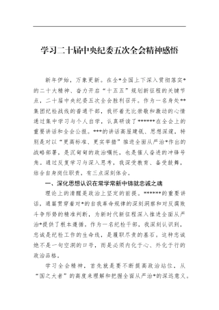 学习二十届中央纪委五次全会精神感悟