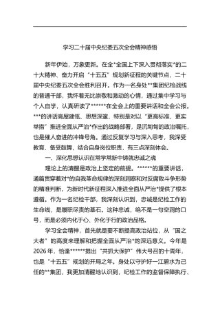 学习二十届中央纪委五次全会精神感悟心得