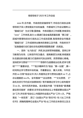 局领导班子2025年工作总结