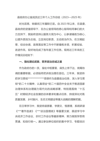 县政府办公室成员近三年个人工作总结（2023—2025年）