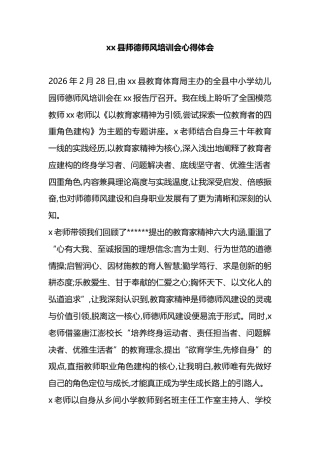 县师德师风培训会心得体会