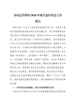 市应急管理局2026年机关意识形态工作要点