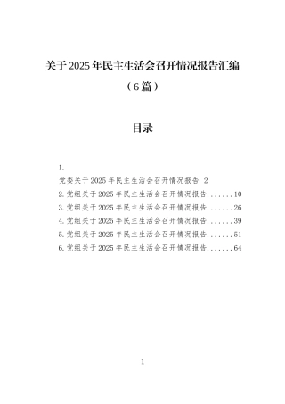关于2025年民主生活会召开情况报告汇编-2（6篇）