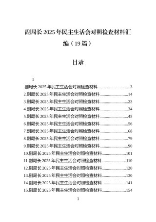 副局长2025年民主生活会对照检查材料汇编（19篇） (1)