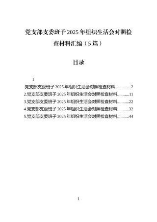 党支部支委班子2025年组织生活会对照检查材料汇编（5篇）
