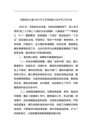 市政府办公室2025年工作总结和2026年工作计划