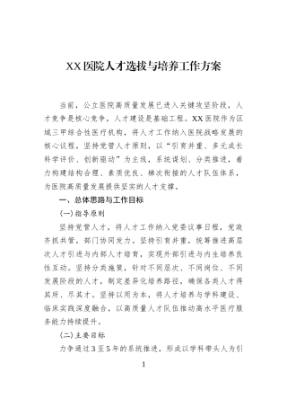 XX医院人才选拔与培养工作方案