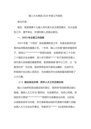 镇人大主席团2026年度工作报告