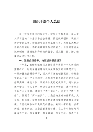 组织干部个人总结