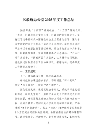 区政府办公室+2025年度工作总结