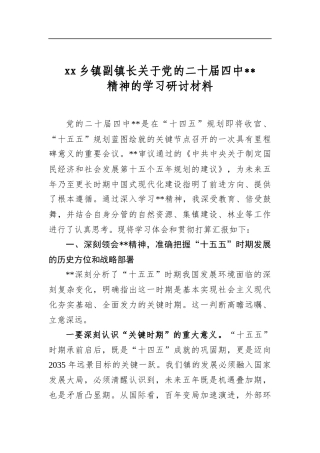 乡镇副镇长关于党的二十届四中全会精神的学习研讨材料