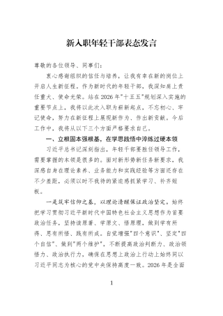 新入职年轻干部表态发言