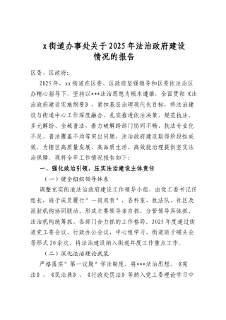 党街道办事处关于2025年法治政府建设情况的报告