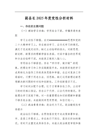 副县长2025年度党性分析材料