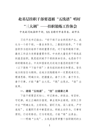 赴基层挂职干部要遵循“五线谱”唱好“三大调”——挂职锻炼工作体会