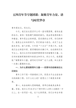 五四青年节专题团课：凝聚青年力量，谱写时代华章