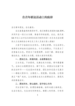 在青年联谊活动上的致辞