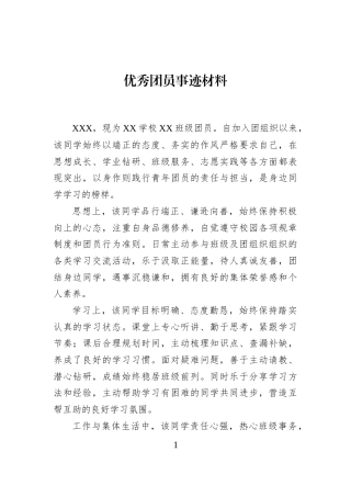 优秀团员事迹材料