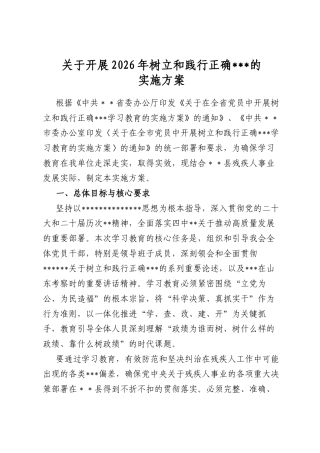 关于开展2026年树立和践行正确政绩观的实施方案