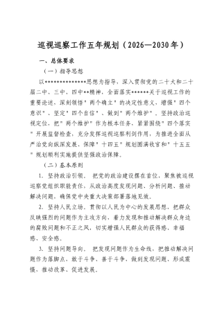 巡视巡察工作五年规划