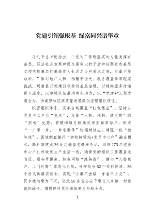 党建引领强根基+绿富同兴谱华章