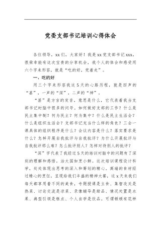 党委支部书记培训心得体会